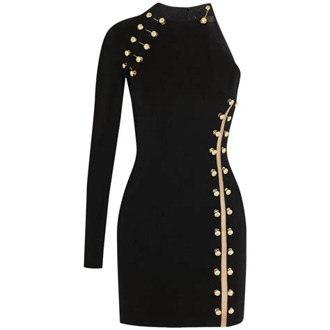 veesus versace black embellished|Versus Versace+ Anthony Vaccarello Black Dress w/ .